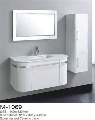 Van de LEIDENE Ijdelheid Spiegel de Muur Gehangen Badkamers, Witte Badkamersijdelheid met Zijkabinet leverancier